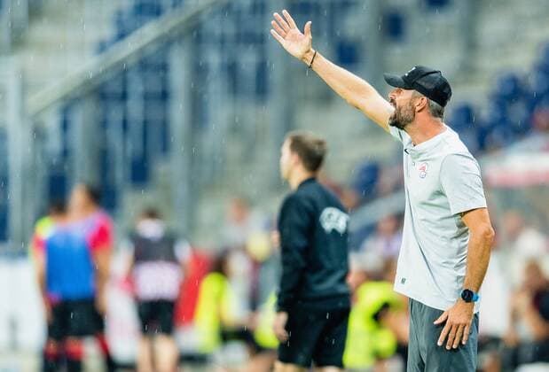08 08 2018 Red Bull Arena Salzburg UEFA Champions League Final UEFA Championships Salzburg vs KF Shkendija Tetovo Qualification 3 Round First Leg to Match Coach Marco Rose FC Salzburg during UEFA Champions League Qualifier 3rd round 1st leg match between FC Salzburg and KF Shkendija Tetovo at Red Bull Arena in Salzburg Austria on 2018 08 08 Salzburg  EX_ADE