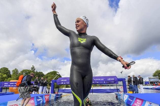 Sport Bilder des Tages Schwimmen EM in Glasgow, 10km Freiwasser der Damen Photo Gian Mattia D Alberto LaPresse 2018-08-09 Glagow (GBR) LEN European aquatics championship - 10 km open water In the photo: Sharon Van Rouwendaal NED, gold  Copyright: xGianxMattiaxD Alberto LaPressex