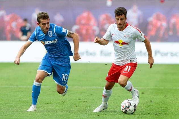 09 08 2018 xtgx Football Europe League 3 Qualifying Round RB Leipzig CS Universitatea Craiova emspor by Alexandru Cicaldau Craiova 10 Diego Demme Leipzig 31 Leipzig