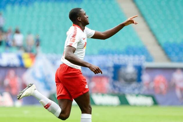 09 08 2018 xtgx Football Europa League 3 Qualifying round RB Leipzig CS Universitatea Craiova emspor v Ibrahima Konate Leipzig 6 Cheers Torjubel celebrates the goal celebrate the goal celebration Leipzig