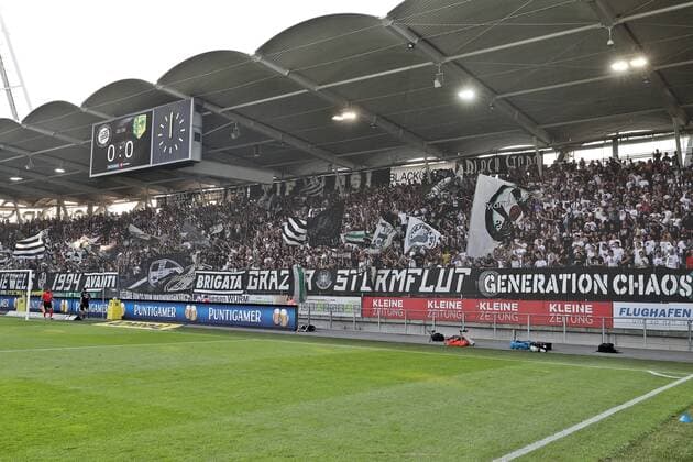 SOCCER - UEFA EL quali, Sturm vs Larnaca GRAZ,AUSTRIA,09.AUG.18 - SOCCER - UEFA Europa League qualification, SK Sturm Graz vs AEK Larnaca. Image shows fans. GEPAxpictures xM.xOberlaender