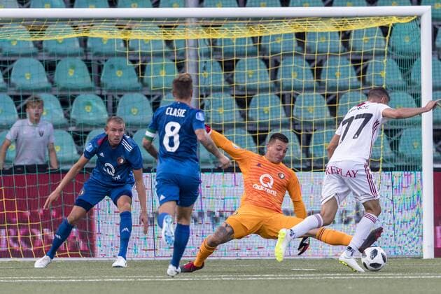 ZILINA, Slovakia, 09-08-2018, football, Europa League, season 2018 2019, Trencin player Antonio Mance scores the 2-0, during the match Trencin - Feyenoord Trencin - Feyenoord  x2386335x