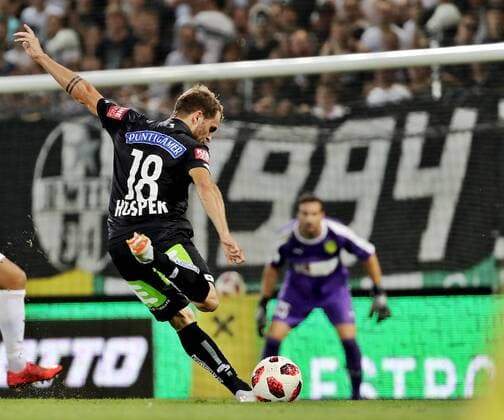 SOCCER - UEFA EL quali, Sturm vs Larnaca GRAZ,AUSTRIA,09.AUG.18 - SOCCER - UEFA Europa League qualification, SK Sturm Graz vs AEK Larnaca. Image shows Philipp Huspek (Sturm). GEPAxpictures xM.xOberlaender