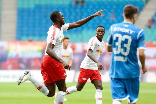 09 08 2018 xtgx Football Europa League 3 Qualifying round RB Leipzig CS Universitatea Craiova emspor v Ibrahima Konate Leipzig 6 Cheers Torjubel celebrates the goal celebrate the goal celebration Leipzig