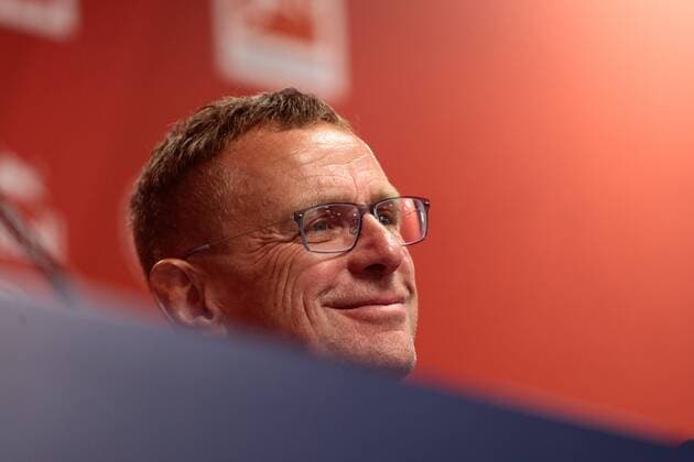 09 08 2018 xtgx Soccer Europa League 3 Qualifying Round RB Leipzig CS Universitatea Craiova emspor Ralf Rangnick Leipzig Coach Portrait Portrait Single Image Press Conference PK smiles smiles satisfied Leipzig