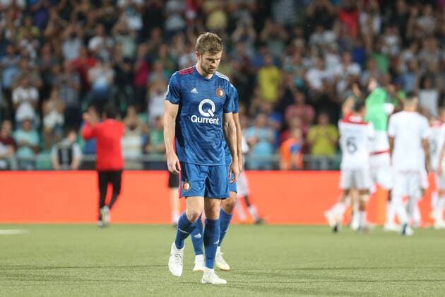 ZILINA 09.08.2018 PILKA NOZNA LIGA EUROPY III RUNDA KWALIFIKACJI THIRD ROUND QUALIFICATION UEFA EUROPA LEAGUE AS TRENCIN - FEYENOORD ROTTERDAM NZ. JAN ARIE VAN DER HEIJDEN (FEYENOORD) SMUTEK FOT. MICHAL CHWIEDUK FOKUSMEDIA NEWSPIX.PL --- Newspix.pl  180809CHW059
