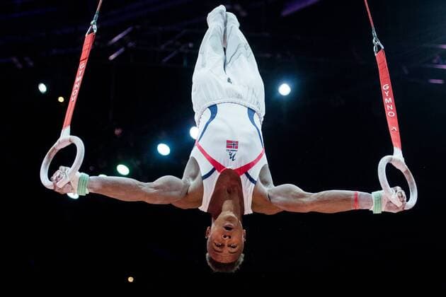 180809 Sofus Heggemsnes of Norway competes in the qualification of Mens Artistic Gymnastics during the European Championships on August 9, 2018 in Glasgow Photo Jon Olav Nesvold BILDBYR N Code JE 160290  Copyright: JONxOLAVxNESVOLD BB180809JE083