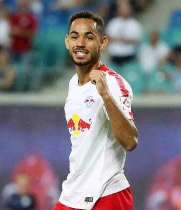 RB Leipzig Craiova Soccer Euro League Qualifiers Leipzig 09 08 2018 Red Bull Arena Soccer UEFA Euro League Qualification 3 Round First Leg FC RB Leipzig vs CF Universitatea Craiova Pictured goal for RB Leipzig Matheus Cunha 20 RB Leipzig scores for the 2 0 and cheers