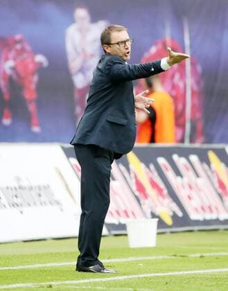 RB Leipzig Craiova Soccer Euro League Qualifiers Leipzig 09 08 2018 Red Bull Arena Soccer UEFA Euro League Qualification 3 Round First Leg FC RB Leipzig vs CF Universitatea Craiova 3 1 1 0 Picture of Coach Devis Mangia Craiova