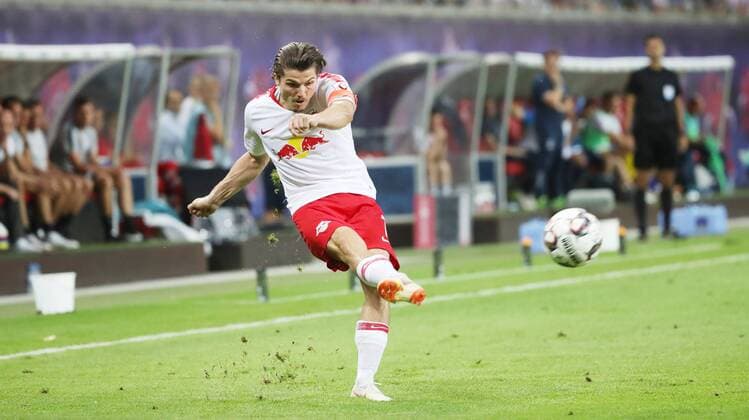 RB Leipzig Craiova Soccer Euro League Qualifiers Leipzig 09 08 2018 Red Bull Arena Soccer UEFA Euro League Qualification 3 Round First leg RB Leipzig vs CS Universitatea Craiova 3 1 1 0 Pictured Marcel Sabitzer 7 RB Leipzig