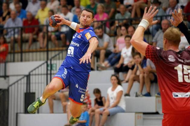 Romingen Kirveliavicius HBW Balingen Neje Zmarvic ALPLA HC Hard HBW Balingen vs ALPLA HC Hard Handball Friendlies 2018 2019 09 08 2018 HBW Balingen vs ALPLA HC Hard Handball Friendlies 2018 2019 09 08 2018 Balingen Copyright: xLangerx xEibner-Pressefotox EP_HLR