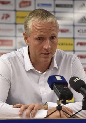 Head Coach Vaclav Jilek (Sigma) speaks during a press conference PK Pressekonferenz after a match of 3rd qualifying round of UEFA Europa League between SK Sigma Olomouc and FC Kairat, 1st leg, in Olomouc, Czech Republic, on August 9, 2018. (CTKxPhoto JaroslavxOzana) CTKPhotoP201808091095601  JAO 32k