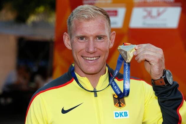 Athletics European Championships Berlin Germany International Athletics European Championships in the Olympic Stadium in Berlin Presentation ceremony on the European Mile at Breitscheidplatz in Berlin on 10 08 2018 Decathlon Award ceremony Arthur ABELE GER
