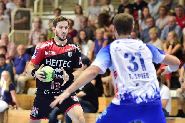 10 08 2018 Handball 1 Bundesliga DKB HBL Season 2018 2019 Friendly Match HC Erlangen HCE TV Großwallstadt OGo Michael Haaß Haass 13 HC Erlangen HCE Tom Spieß 31 TV Großwallstadt