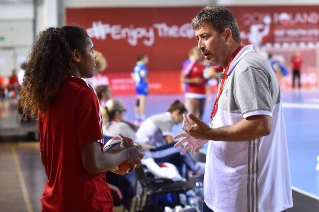 2018.08.11 Kielce Pilka reczna Mlodziezowe Mistrzostwa Swiata w Pilce Recznej Kobiet do lat 18 Francja - Kazachstan N z PUIGSEGUR Laurent Foto Lukasz Laskowski PressFocus 2018.08.11 Kielce Handball IHF Youth U18 Womens World Championship WM Weltmeisterschaft 2018 France v Kazakhstan PUIGSEGUR Laurent Credit: Lukasz Laskowski PressFocus NEWSPIX.PL --- Newspix.pl france out!  20180811LUK_003