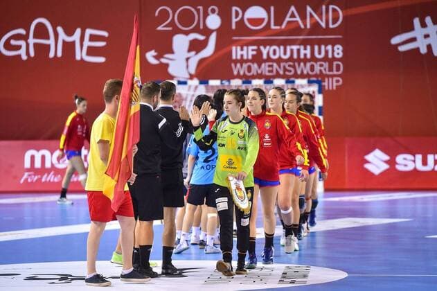 2018.08.11 Kielce Pilka reczna Mlodziezowe Mistrzostwa Swiata w Pilce Recznej Kobiet do lat 18 Hiszpania - Korea N z Foto Lukasz Laskowski PressFocus 2018.08.11 Kielce Handball IHF Youth U18 Womens World Championship WM Weltmeisterschaft 2018 Spain v Korea Credit: Lukasz Laskowski PressFocus NEWSPIX.PL --- Newspix.pl france out!  20180811LUK_053