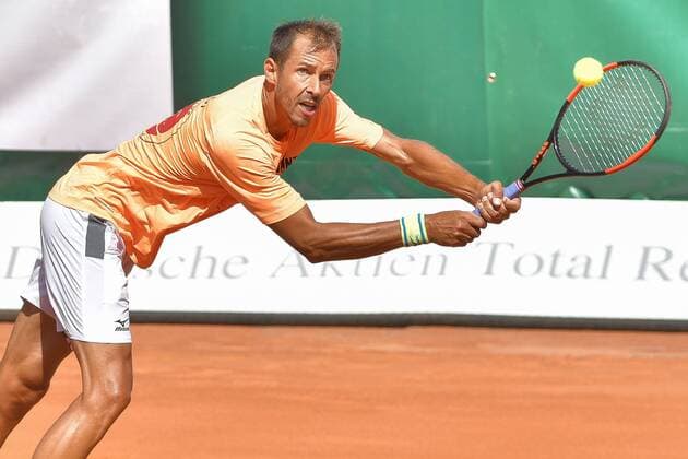 12 08 2018 GER Allpresan Rochus Club BL vs Badwerk Gladbacher HTC 12 08 2018 GER Allpresan Rochusclub BL Team vs Badwerk Gladbacher HTC Rosol Lukas CZE on the backhand nph Mauelshagen nph00321