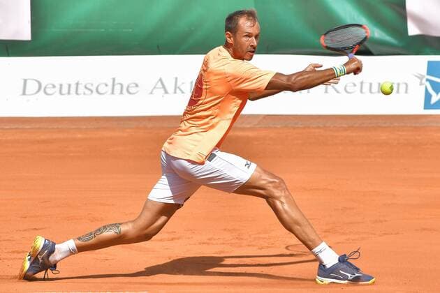 12 08 2018 GER Allpresan Rochus Club BL vs Badwerk Gladbacher HTC 12 08 2018 GER Allpresan Rochusclub BL Team vs Badwerk Gladbacher HTC Rosol Lukas CZE on the backhand nph Mauelshagen nph00321