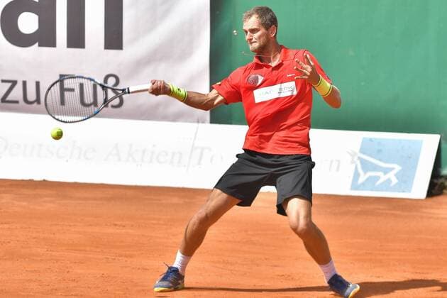12 08 2018 GER Allpresan Rochus Club BL vs Badwerk Gladbacher HTC 12 08 2018 GER Allpresan Rochusclub BL Team vs Badwerk Gladbacher HTC in the picture Nedovyesov Aleksandr KAZ in the forehand shot nph Mauelshagen nph00321