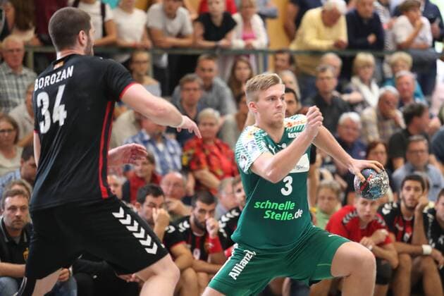 HC Varder Skopje vs SC DHfK Leipzig Handball International Heide Cup 2018 12 08 18 Franz Semper Nr 03 SC DHfK Leipzig against Vuko Borozan Nr 34 HC Vardar Skopje xmmkx