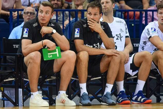 Germany Hamburg Barclaycard Arena Handball Heroes of the Handball THW Kiel FC Barcelona Co Manager Filip Jicha Viktor Szilagyi THW Kamil Syprazek FC B