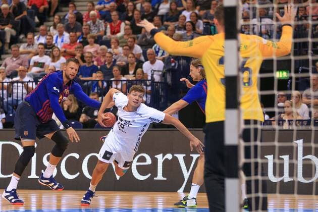 Germany Hamburg Barclaycard Arena Handball Heroes of Handball THW Kiel FC Christian Dissinger THW Kamil Syprazek Jure Dolenec Kevin Moller FC B