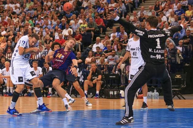 Germany Hamburg Barclaycard Arena Handball Heroes of the Handball THW Kiel FC Barcelona Ole Rahmel Niklas Landin THW Aron Palmarsson FC B