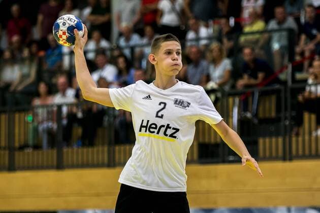 11 08 2018 Josef Welser Gymnasium Tulln on the Danube AUT EHF M18 Championship 2018 Austria vs Latvia in the picture Endijis Kusners LAT during the EHF M18 Championship 2018 Match between Austria and Latvia at the Josef Welser sports hall Tulln on the Danube Austria on 2018 08 11 Tulln at the Donau  EX_PUC