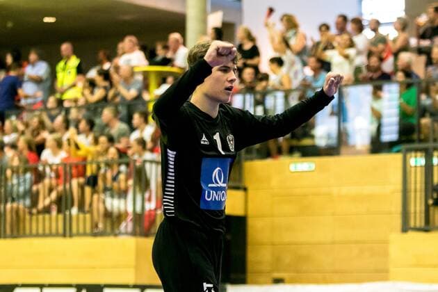 10 08 2018 Josef Welser Sports hall Tulln on the Danube AUT EHF M18 Championship 2018 Austria vs Bulgaria in the picture Constantin Mstl AUT during the EHF M18 Championship 2018 Match between Austria and Bulgaria at the Josef Welser sports hall Tulln on the Danube Austria on 2018 08 10 Tulln the Danube  EX_PUC