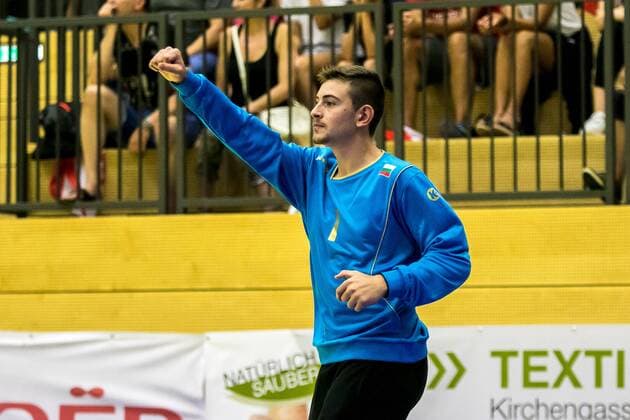 10 08 2018 Josef Welser Sports hall Tulln on the Danube AUT EHF M18 Championship 2018 Austria vs Bulgaria in the picture Rumen Dimitrov BUL during the EHF M18 Championship 2018 Match between Austria and Bulgaria at the Josef Welser sports hall Tulln on the Danube Austria on 2018 08 10 Tulln the Danube  EX_PUC