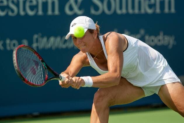 August 12, 2018 - Cincinnati, OH, USA - Western and Southern Open Tennis, Cincinnati, OH - August 12, 2018 - Varvara Lepchenko in action against Christina McHale in the qualifiers for the Western and Southern Tennis tournament held in Cincinnati. - ZUMA Press World News - August 12, 2018 - ZUMAn24_ 20180812_zaf_n24_001 Copyright: xWallyxNellx