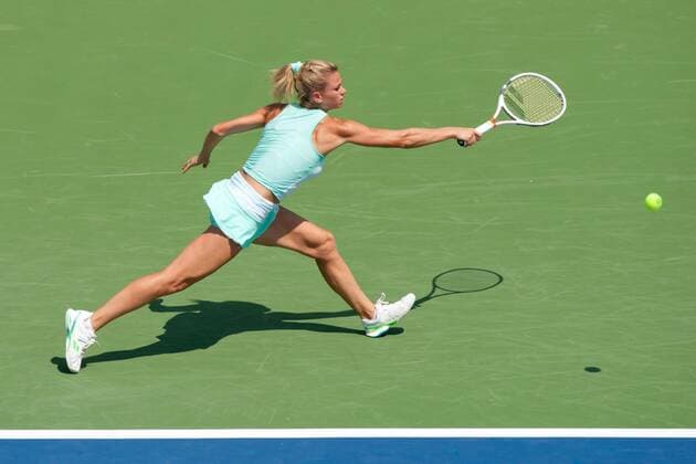 August 12, 2018 - Cincinnati, OH, USA - Western and Southern Open Tennis, Cincinnati, OH - August 12, 2018 - Camila Giorgi in action against Viktoria Kuzmova in the qualifiers for the Western and Southern Tennis tournament held in Cincinnati. - ZUMA Press World News - August 12, 2018 - ZUMAn24_ 20180812_zaf_n24_047 Copyright: xWallyxNellx