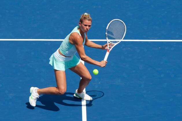 August 12, 2018 - Cincinnati, OH, USA - Western and Southern Open Tennis, Cincinnati, OH - August 12, 2018 - Camila Giorgi in action against Viktoria Kuzmova in the qualifiers for the Western and Southern Tennis tournament held in Cincinnati. - ZUMA Press World News - August 12, 2018 - ZUMAn24_ 20180812_zaf_n24_037 Copyright: xWallyxNellx