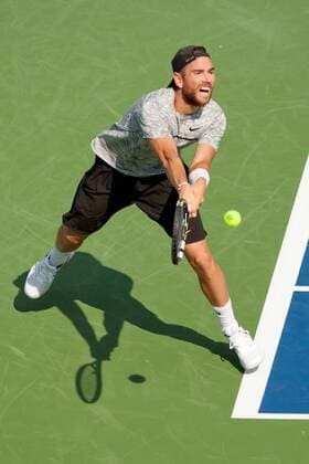 August 12, 2018 - Cincinnati, OH, USA - Western and Southern Open Tennis, Cincinnati, OH - August 12, 2018 - Adrian Mannarino in action against Marco Cecchinato in the qualifiers for the Western and Southern Tennis tournament held in Cincinnati. - ZUMA Press World News - August 12, 2018 - ZUMAn24_ 20180812_zaf_n24_091 Copyright: xWallyxNellx