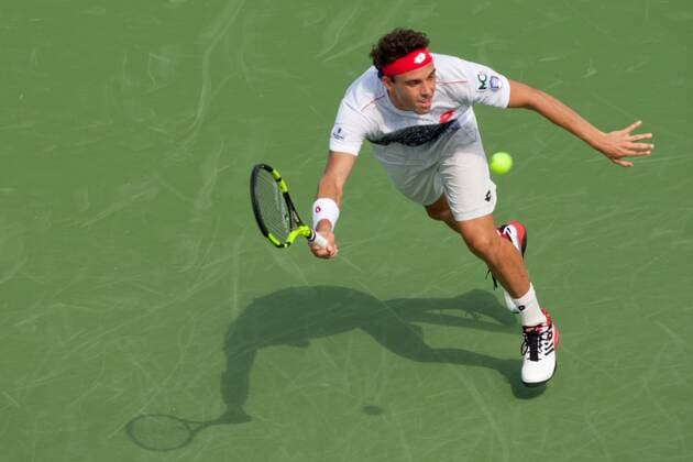 August 12, 2018 - Cincinnati, OH, USA - Western and Southern Open Tennis, Cincinnati, OH - August 12, 2018 - Marco Cecchinato in action against Adrian Mannarino in the qualifiers for the Western and Southern Tennis tournament held in Cincinnati. - ZUMA Press World News - August 12, 2018 - ZUMAn24_ 20180812_zaf_n24_095 Copyright: xWallyxNellx