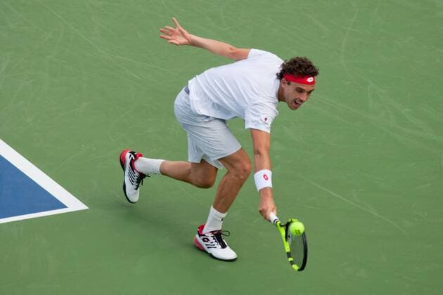 August 12, 2018 - Cincinnati, OH, USA - Western and Southern Open Tennis, Cincinnati, OH - August 12, 2018 - Marco Cecchinato in action against Adrian Mannarino in the qualifiers for the Western and Southern Tennis tournament held in Cincinnati. - ZUMA Press World News - August 12, 2018 - ZUMAn24_ 20180812_zaf_n24_104 Copyright: xWallyxNellx