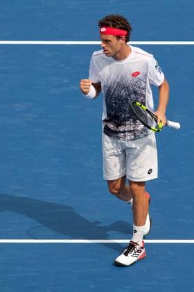 August 12, 2018 - Cincinnati, OH, USA - Western and Southern Open Tennis, Cincinnati, OH - August 12, 2018 - Marco Cecchinato celebrates a point against Adrian Mannarino in the qualifiers for the Western and Southern Tennis tournament held in Cincinnati. - ZUMA Press World News - August 12, 2018 - ZUMAn24_ 20180812_zaf_n24_119 Copyright: xWallyxNellx