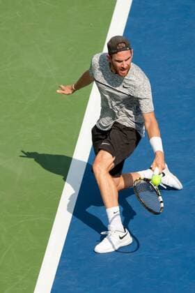 August 12, 2018 - Cincinnati, OH, USA - Western and Southern Open Tennis, Cincinnati, OH - August 12, 2018 - Adrian Mannarino in action against Marco Cecchinato in the qualifiers for the Western and Southern Tennis tournament held in Cincinnati. - ZUMA Press World News - August 12, 2018 - ZUMAn24_ 20180812_zaf_n24_112 Copyright: xWallyxNellx