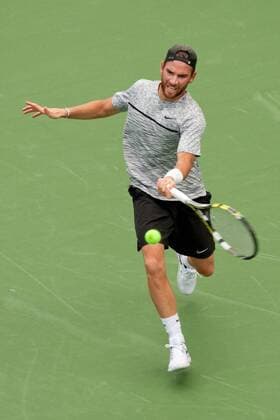 August 12, 2018 - Cincinnati, OH, USA - Western and Southern Open Tennis, Cincinnati, OH - August 12, 2018 - Adrian Mannarino in action against Marco Cecchinato in the qualifiers for the Western and Southern Tennis tournament held in Cincinnati. - ZUMA Press World News - August 12, 2018 - ZUMAn24_ 20180812_zaf_n24_114 Copyright: xWallyxNellx