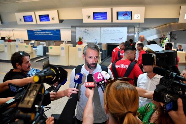 SOCCER - UEFA CL quali, Shkendija vs RBS SALZBURG,AUSTRIA,13.AUG.18 - SOCCER - UEFA Champions League, qualification, KF Shkendija vs Red Bull Salzburg, mixed zone. Image shows head coach Marco Rose (RBS). GEPAxpictures xFlorianxErtl