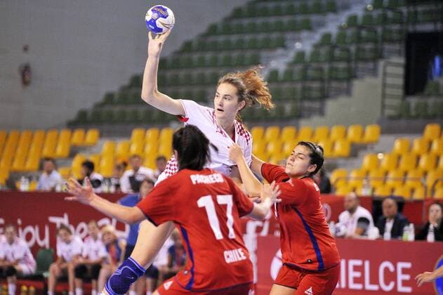 2018.08.13 Kielce Pilka reczna Mlodziezowe Mistrzostwa Swiata w Pilce Recznej Kobiet do lat 18 Chile - Chorwacja N z Tena Petika Foto Lukasz Sobala Press Focus 2018.08.13 Kielce Handball IHF Youth U18 Womens World Championship WM Weltmeisterschaft 2018 Chile - Croatia Tena Petika Credit: Lukasz Sobala Press Focus NEWSPIX.PL --- Newspix.pl  20180813PF_LS027