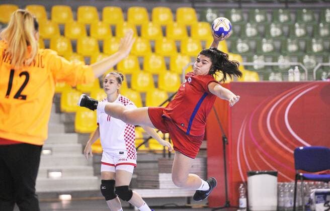 2018.08.13 Kielce Pilka reczna Mlodziezowe Mistrzostwa Swiata w Pilce Recznej Kobiet do lat 18 Chile - Chorwacja N z ALVAREZ Fernanda Foto Lukasz Sobala Press Focus 2018.08.13 Kielce Handball IHF Youth U18 Womens World Championship WM Weltmeisterschaft 2018 Chile - Croatia ALVAREZ Fernanda Credit: Lukasz Sobala Press Focus NEWSPIX.PL --- Newspix.pl  20180813PF_LS033