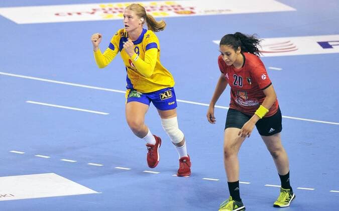 2018.08.13 Kielce Pilka reczna Mlodziezowe Mistrzostwa Swiata w Pilce Recznej Kobiet do lat 18 Egipt - Szwecja N z DANO Nina radosc Foto Norbert Barczyk PressFocus 2018.08.13 Kielce Handball IHF Youth U18 Womens World Championship WM Weltmeisterschaft 2018 Egypt - Sweden DANO Nina radosc Credit: Norbert Barczyk PressFocus NEWSPIX.PL --- Newspix.pl  20180813NB0039