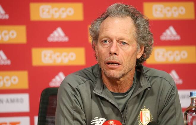Standard s head coach Michel Preud homme pictured during a press conference PK Pressekonferenz of Belgian soccer team Standard de Liege, Monday 13 August 2018 in Amsterdam, the Netherlands. The team is preparing for the return leg of the third qualifying round of the UEFA Champions League against Dutch club AFC Ajax. VIRGINIExLEFOUR  x05405448x