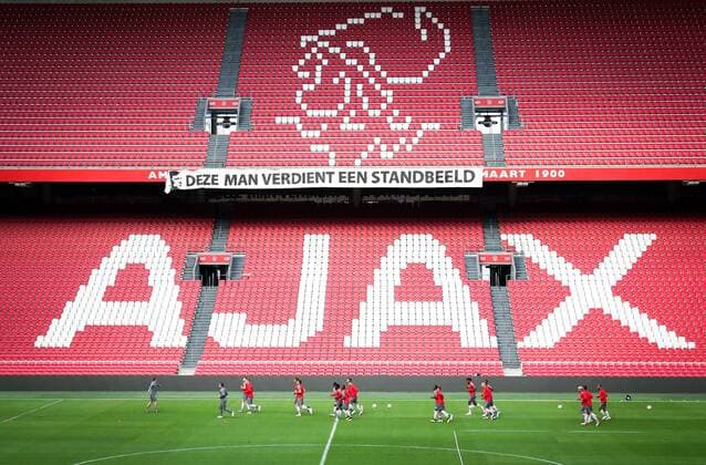 Ajax Johan Cruyff Arena stadium pictured during a training session of Belgian soccer team Standard de Liege, Monday 13 August 2018 in Amsterdam, the Netherlands. The team is preparing for the return leg of the third qualifying round of the UEFA Champions League against Dutch club AFC Ajax. VIRGINIExLEFOUR  x05405469x