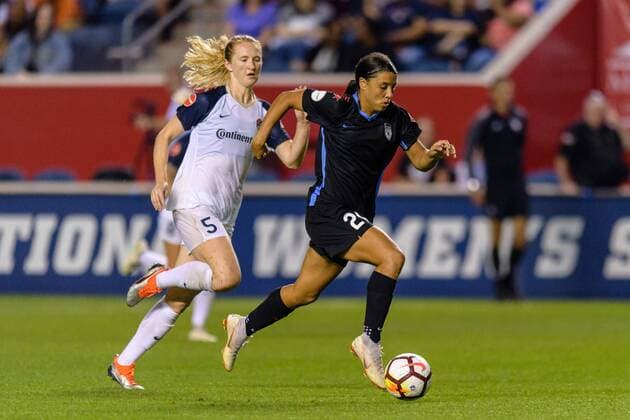 August 10, 2018 - Bridgeview, Illinois, United States - Bridgeview, IL - Friday August 10, 2018: Chicago Red Stars vs North Carolina Courage at Toyota Park. Samantha Mewis, Sam Kerr - ZUMAt139 20180810_zaa_t139_150 Copyright: xDanielxBartelx