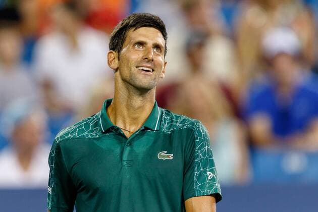 CINCINNATI, OH - AUGUST 13: Novak Djokovic (SRB) smiles during the Western & Southern Open at the Lindner Family Tennis Center in Mason, Ohio on August 13, 2018. (Photo by Adam Lacy Icon Sportswire) TENNIS: AUG 13 Western & Southern Open Icon180813020 EDITORIAL USE ONLY