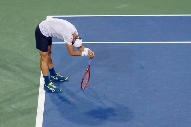 CINCINNATI, OH - AUGUST 13: Steve Johnson (USA) reacts during the Western & Southern Open at the Lindner Family Tennis Center in Mason, Ohio on August 13, 2018. (Photo by Adam Lacy Icon Sportswire) TENNIS: AUG 13 Western & Southern Open Icon180813040 EDITORIAL USE ONLY