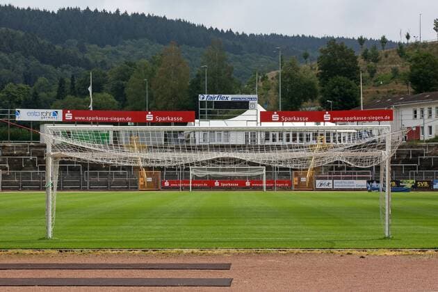 The Leimbachstadion Heimstaette Sportfreunde Siegen in this stadium will be held on 18 08 2018 the DFB Cup match of the 1 main round between the TuS Erndtebrueck Hamburger SV Soccer Oberliga Westphalia Leimbachstadion Sportfreunde Siegen on 14 08 2018 in Siegen Germany