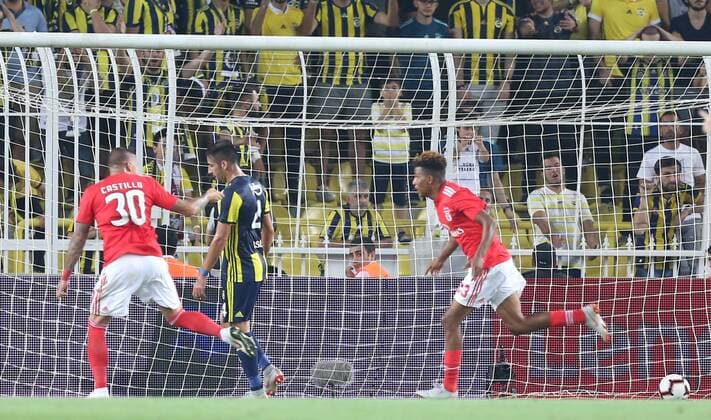 Benfica™s Gedson Fernandes celebrate his goal during Fenerbahce - Benfica UEFA Champions League Third Qualifying Round Second Game at Ulker Stadium in Istanbul, Turkey, 14th of August, 2018  Copyright: TolgaxAdanali 16086714